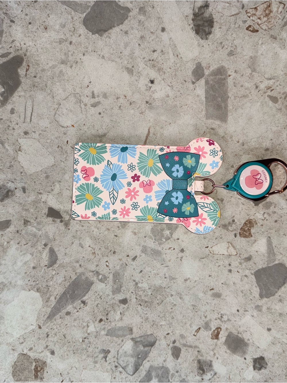 Loungefly Floral Minnie Mouse Ear Cardholder in Pink, Teal, Yellow, Blue